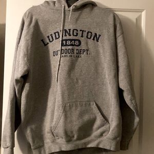 Women’s Lee hoodie sweatshirt xl grey Ludington 85 cotton 35 poly pit pit 23